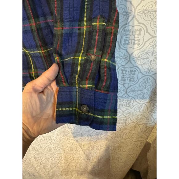 Jachs New York Men's Recycled Flannel Blue/Green Shirt Large‎ Gorpcore Classic - Picture 5 of 12